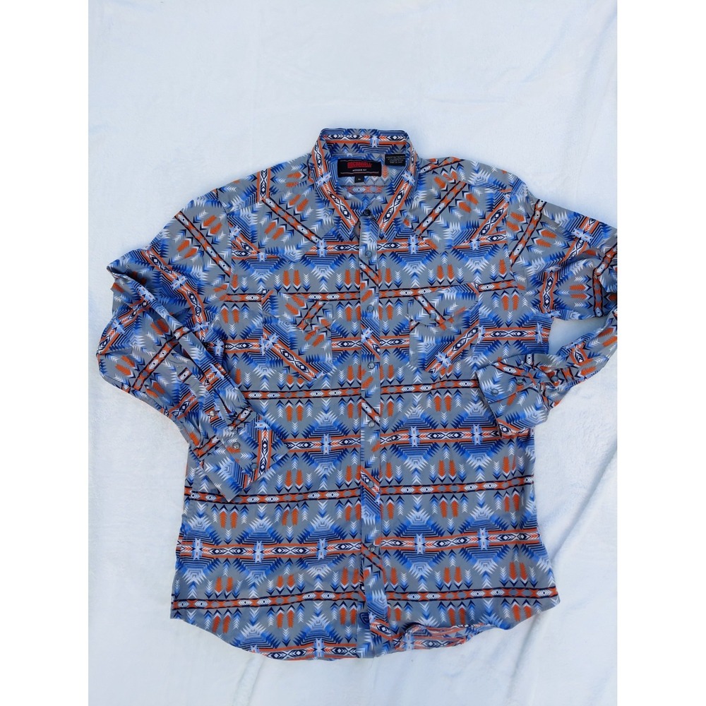 New Vintage Rock & Roll Pearl Snap Aztec Mens XL Shirt Cowboy Southwestern